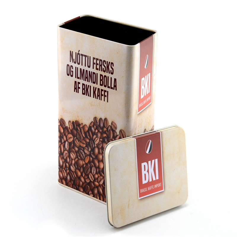 Individuell bedruckte rechteckige Kaffeebohne aus lebensmittelechtem Blech